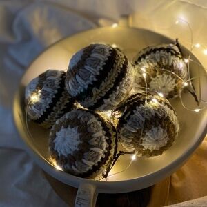 Hand Crocheted neutral Christmas ornaments